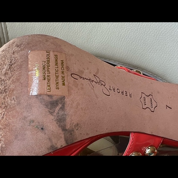 Size 7 Report signature coral studded leather upper & sole Masonic Vero cuoio - Picture 10 of 10